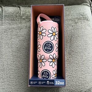 Life Is Good Floral Pink Water Bottle